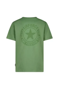 Airforce wording backprint T-shirt olivine