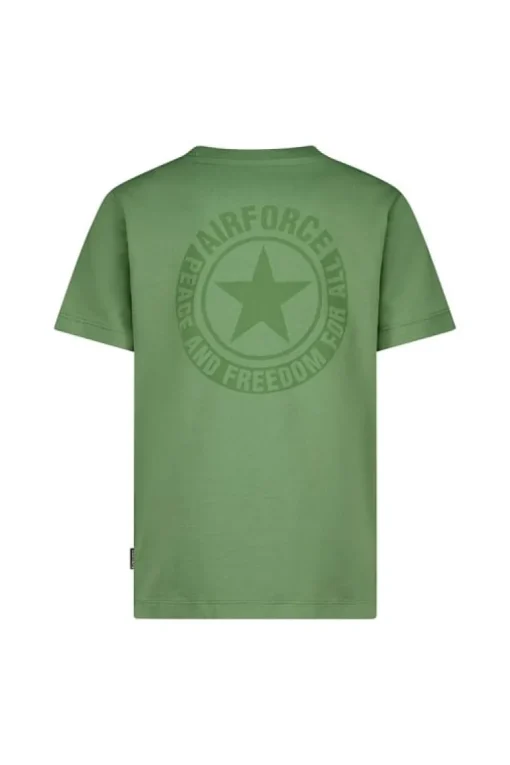 Airforce wording backprint T-shirt olivine