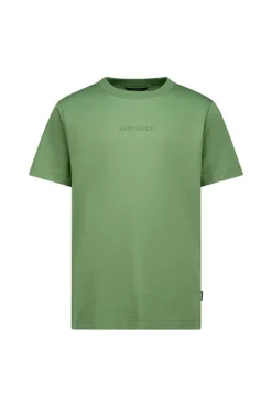 Airforce wording backprint T-shirt olivine