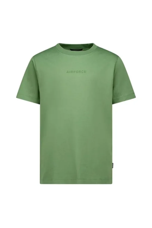 Airforce wording backprint T-shirt olivine