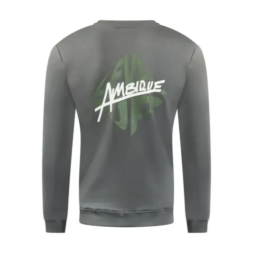 Ambique Luke backprint sweater Stone grey