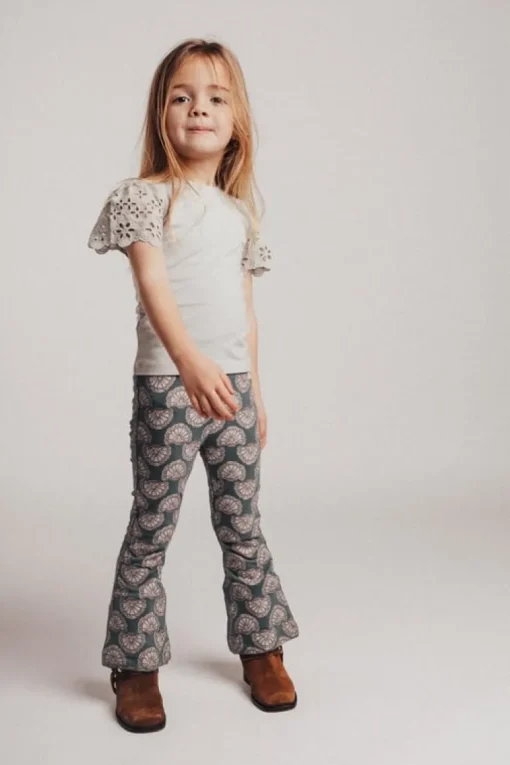 Baje flared broek print blue steel