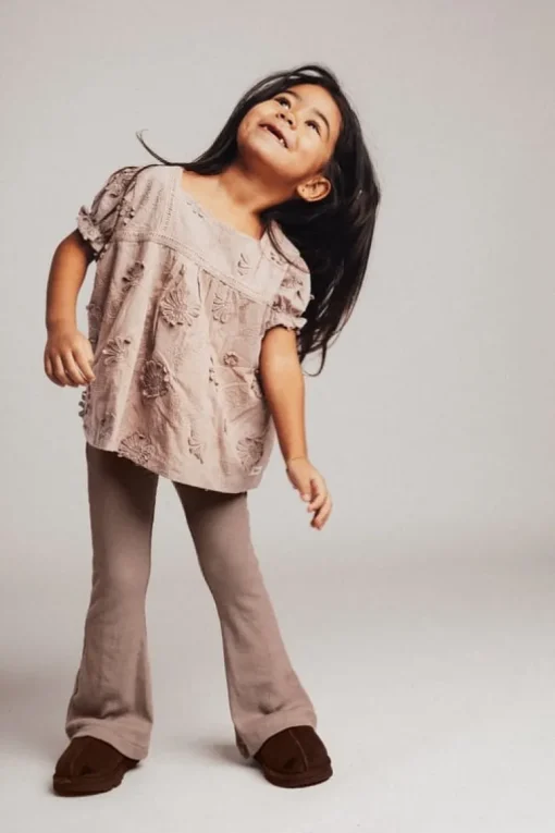 Baje rib flared broek rose