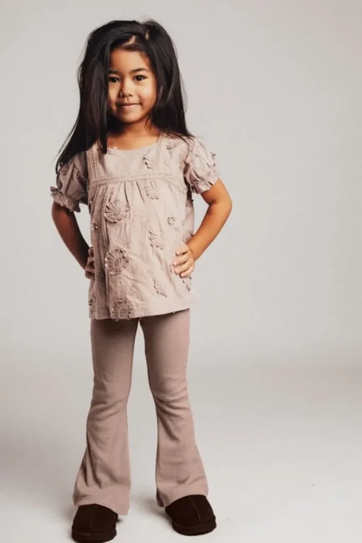 Baje rib flared broek rose