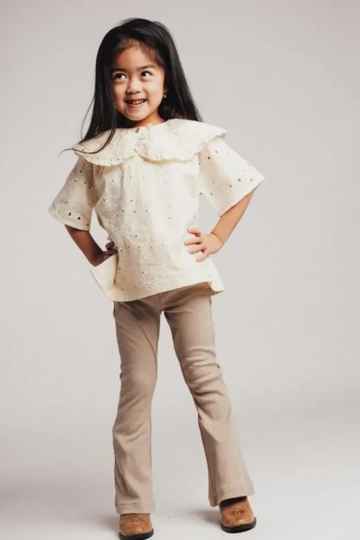 Baje rib flared broek taupe