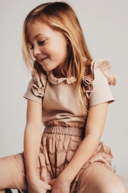Baje ruffle T-shirt rose