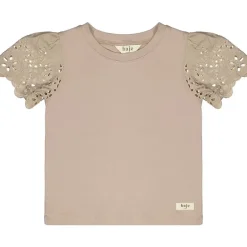 Baje T-shirt met broderie mouwen rose