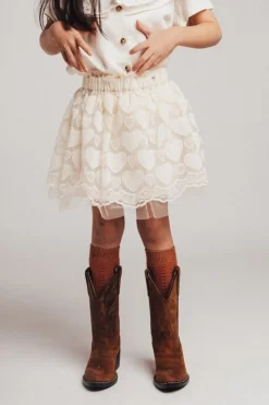 Baje tulle hartjes rok creme