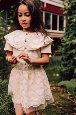 Baje tulle hartjes rok creme