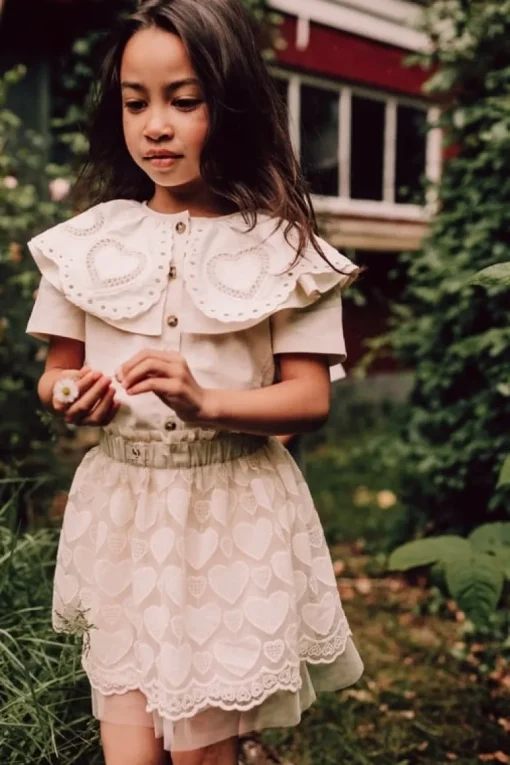 Baje tulle hartjes rok creme