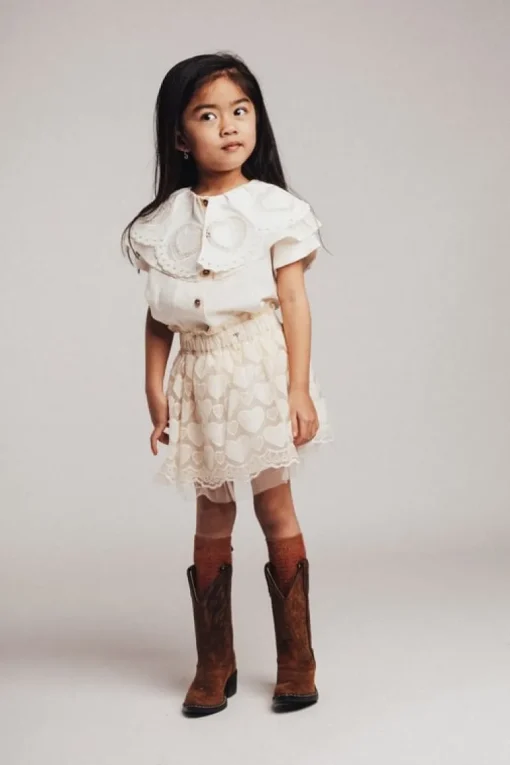 Baje tulle hartjes rok creme
