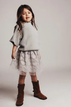Baje tulle hartjes rok steel