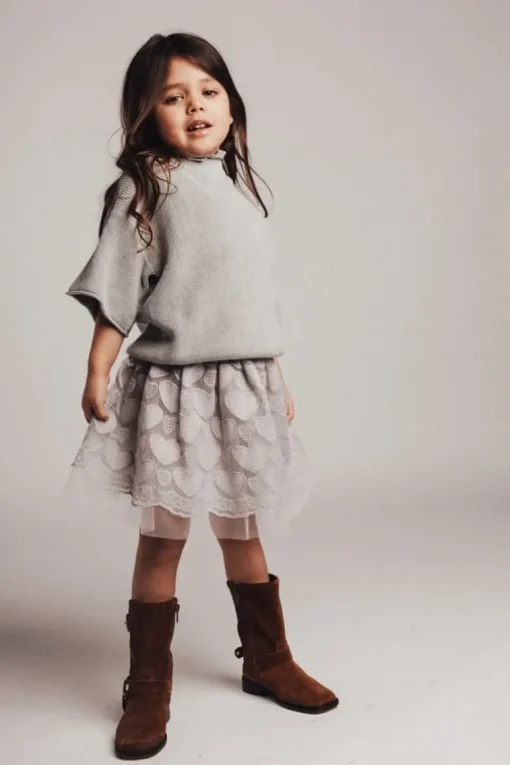 Baje tulle hartjes rok steel