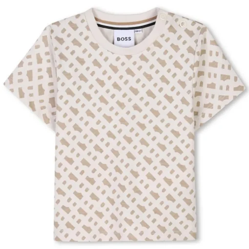 Boss baby all-over logo T-shirt beige