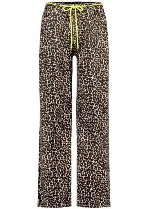 Circle of Trust wide-leg leopard jeans met strikceintuur