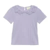 Enfant rib t-shirt met broderiekraag