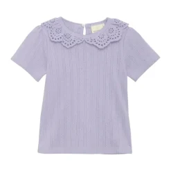 Enfant rib t-shirt met broderiekraag