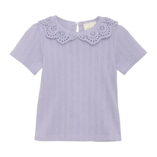 Enfant rib t-shirt met broderiekraag