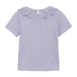 Enfant rib t-shirt met broderiekraag