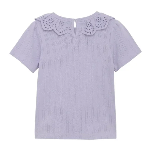 Enfant rib t-shirt met broderiekraag