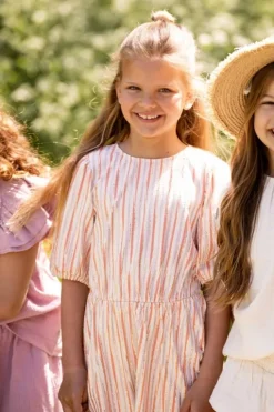 House of Jamie balloon dress gold stripes