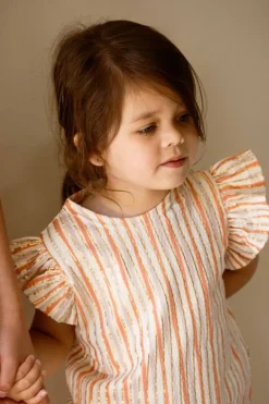 House of Jamie ruffled tee gold stripes