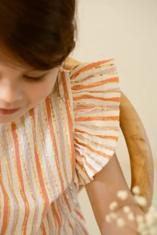 House of Jamie ruffled tee gold stripes