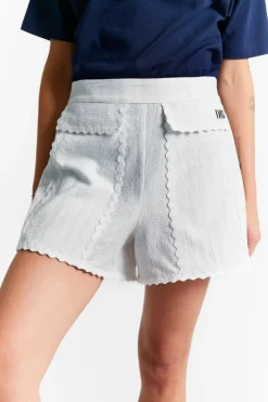 Indee short met licht gekrijte strepen