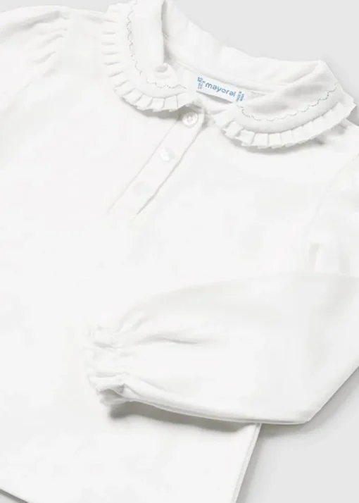Mayoral baby longsleeve met ruche polo kraagje