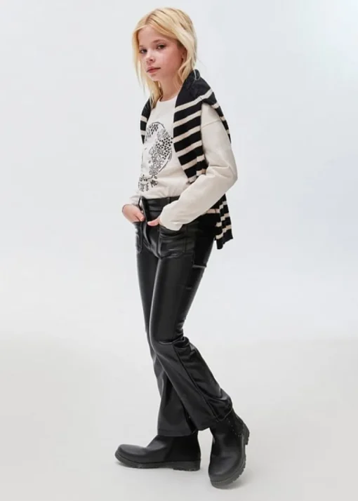 Mayoral leather look flared broek