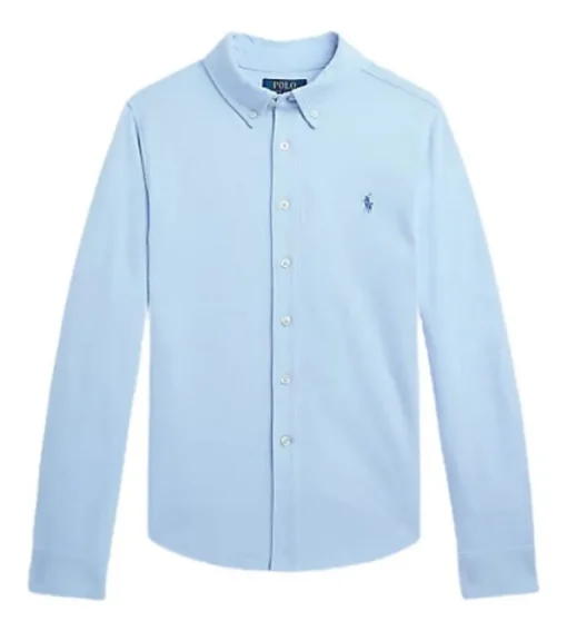 Ralph Lauren piqué overhemd lichtblauw