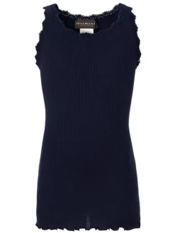 Rosemunde zijde ribtop met kant