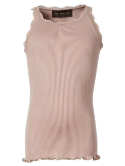 Rosemunde zijde ribtop met kant