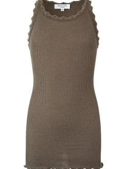 Rosemunde zijde ribtop met kant taupe