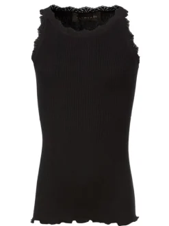 Rosemunde zijde ribtop met kant