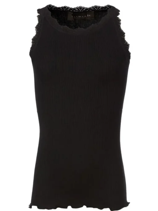 Rosemunde zijde ribtop met kant