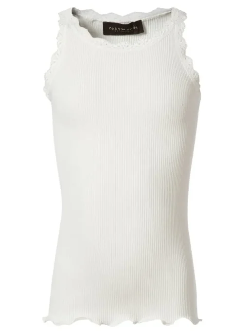 Rosemunde zijde ribtop met kant