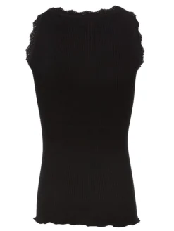 Rosemunde zijde ribtop met kant