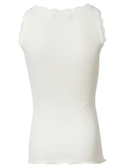 Rosemunde zijde ribtop met kant