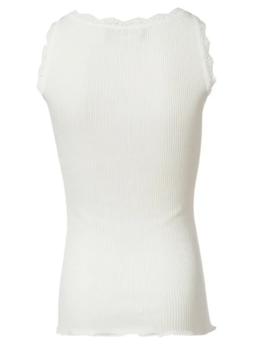 Rosemunde zijde ribtop met kant