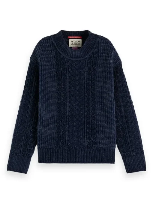 Scotch & Soda chenille gebreide kabel trui