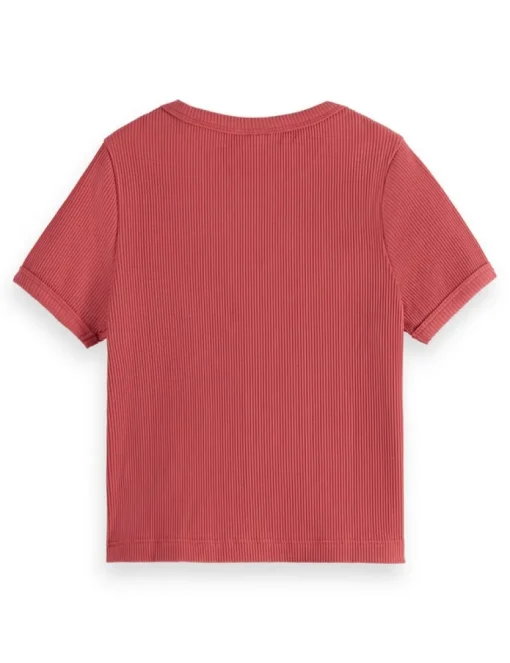 Scotch&Soda rib T-shirt koraal