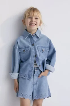 The New Society broderie jeans short