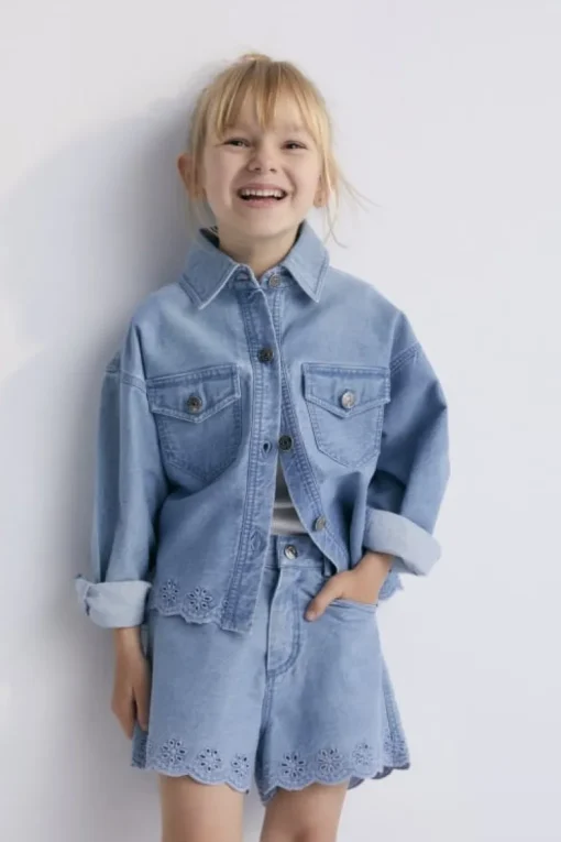 The New Society broderie jeans short