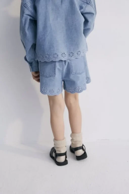 The New Society broderie jeans short