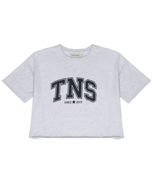 The New Society Zoe cropped T-shirt grey