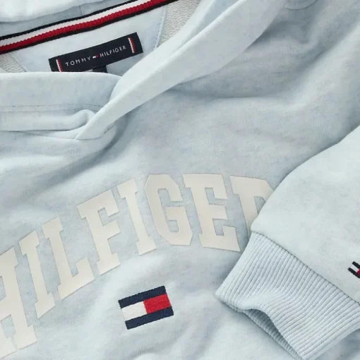 Tommy Hilfiger varsity logo hoodie lichtblauw