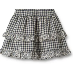 Wheat ruffle rok – blue check