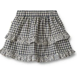 Wheat ruffle rok – blue check