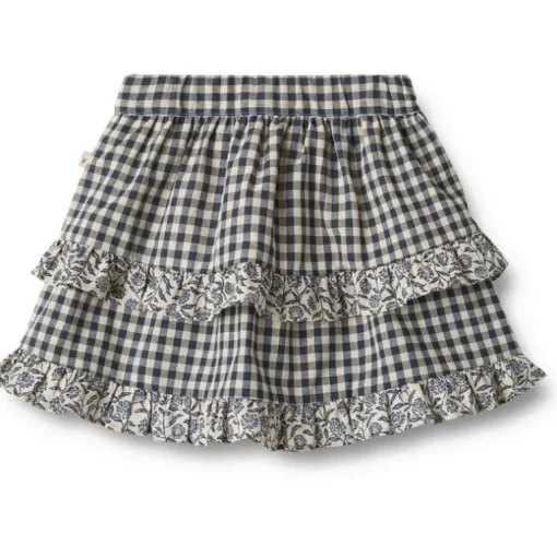 Wheat ruffle rok – blue check